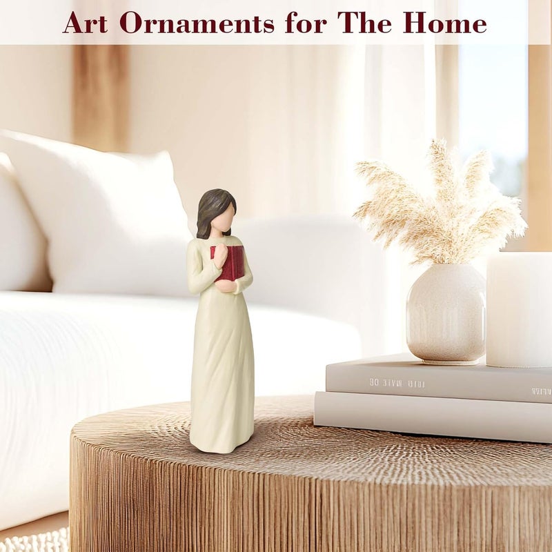 Cuayaes Book Lover Gifts for Women Readers, Teachers, Graduates, Students, Bookshelf Decor Aesthetic Hand Painted Sculpted Figure for Home Desk Office Living Room Decor - Image 5